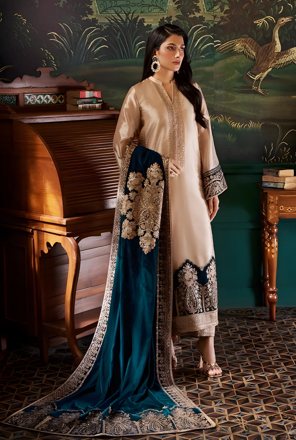 ZAINAB CHOTTANI VELVET DUAPTTA 3 PIECS UNSTITCH COLLECTION BU SHAEBIZ